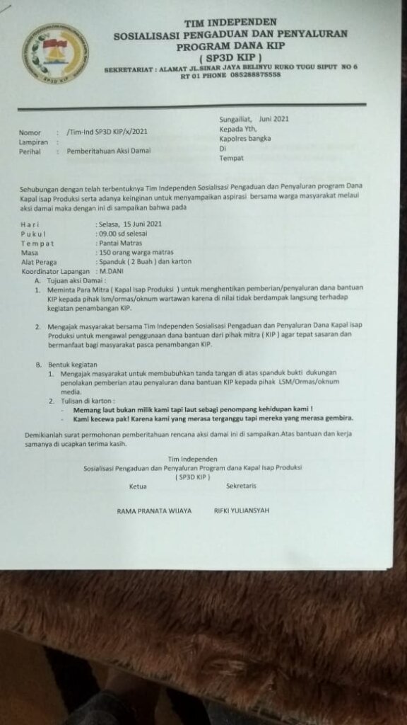 Ketua Tim SP3D KIP Pastikan Rencana Aksi Demo Di Pantai Matras