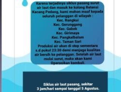 Siklus Pasang Surut Air Laut, Distribusi Air Bersih Oleh Perumdam Tirta Pinang di Stop Sementara