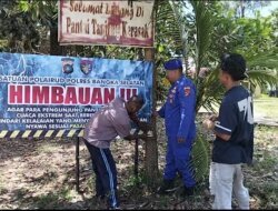 Jelang Libur Idul Fitri, Sat Polairud Polres Bangka Selatan Pasang Spanduk Imbauan Keselamatan di Pantai Tanjung Kerasak